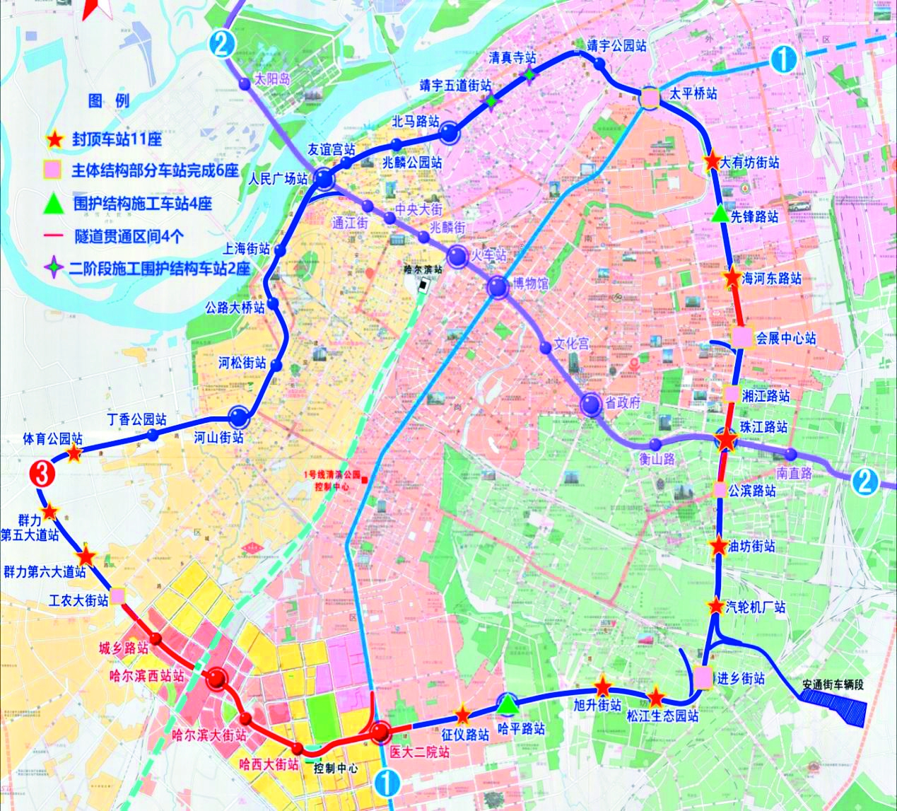 东南环19座车站全线推进西北环年内启动多点发力 哈尔滨地铁3号线建设